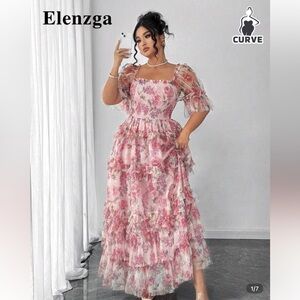 Shein curve for print ruffles dress 3X